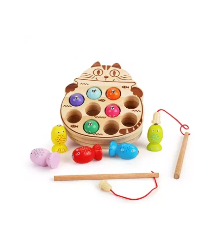 Magnetic Wooden Fishing Game for Toddlers