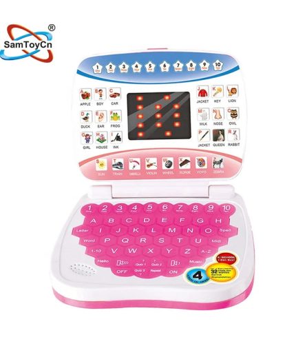 Pink LED Screen Educational Toys English Smart Intelligent Learning Machine Computer Kids Laptop Toy