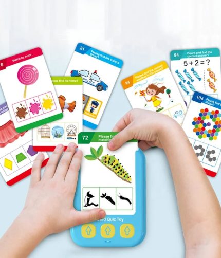 Samtoy Educational Multilingual English Hand-held Mini Learning Machine Cognition Montessori Talking Flash Card with 55 Cards