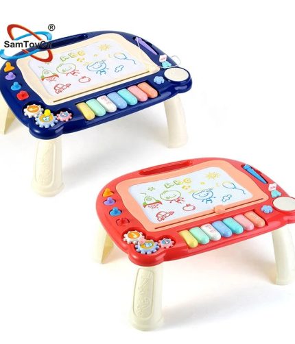 Samtoy Activity DIY Children Drawing Toys Magnetic Drawing Doodle Board Drawing Table with Keyboard