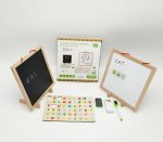 Samtoy Educational Drawing Toy Magnetic Tablet Puzzle Toy Mini Square Double Sided Wooden Drawing Board for Kids