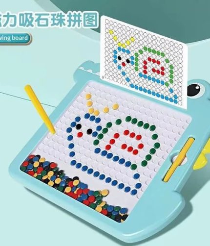 Samtoycn Colors Beads DIY Creativity Cartoon Rabbit Puzzle Game Doodle Board Magnetic Drawing Board Toy for Kids with Pen