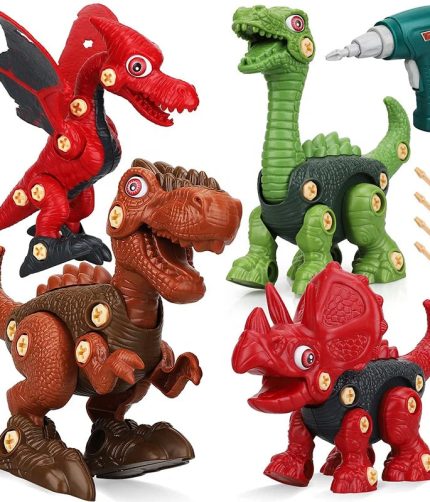 TOY Life 4 Packs Toys Educational DIY Take Apart Dinosaur Toy Assemble Dinosaur with Drill for Kids