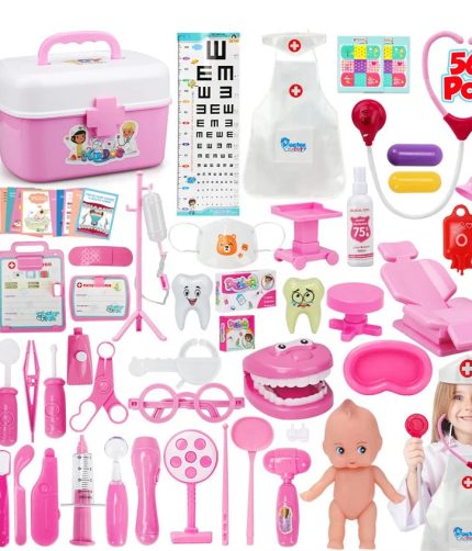 TOY Life 56 PCS Educational Interesting Medical Pretend Role Play Dentist Doctor Set Toy with Plastic Box
