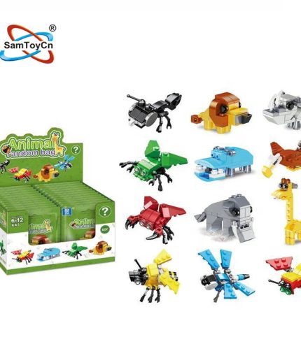 24 PCS 12 kinds 6 IN 1 Animal Random Bag Building Blocks Blind Box