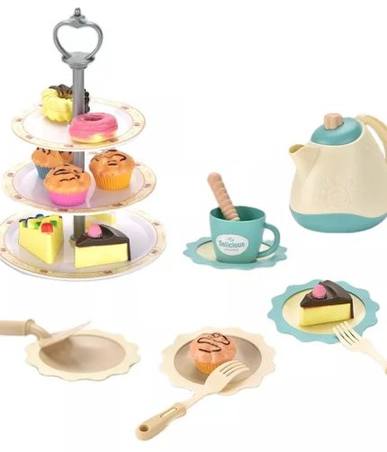 31PCS Pretend Play Food Toy Simulation Afternoon Dessert Sets Tea Set Toy with Cakes Accessories for Girls Gift
