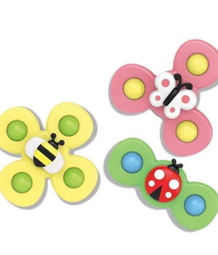 3PCS Funny Insects Bee Sensory Rotary Stress Relief Set Bath Baby Fidget Suction Cup Spinner Toy for 12 to 18 Month Boy and Girl