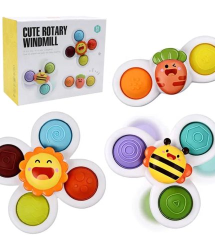 3PCS Silicone Sensory Fidget Set Squeeze Bubble Ball Bee Baby Bath Rotary Suction Cup Spinner Toy for 1 2 Year Old Boy and Girl