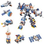644 PCS 6 Sets DIY Small Plastic Particle Micro Space Rocket Assembly Construction Toy Space Corps Building Blocks for Kids