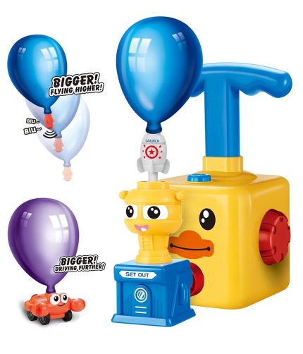 Air Powered Aerodynamic Forces Launcher Space Tower Balloon Launcher Car Toy Set