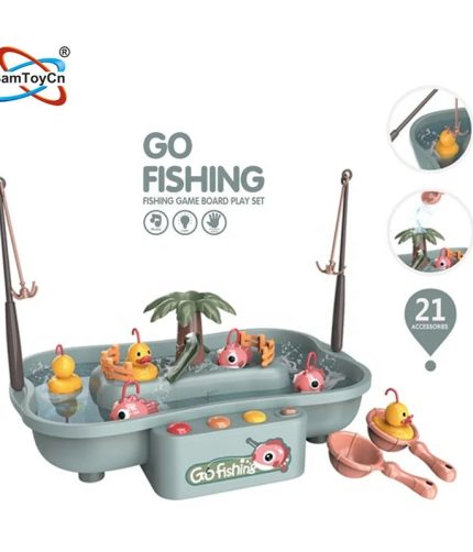 Battery Operated Go Plastic Fishing Toy Rotating Fishing Set with Music and Light Plastic