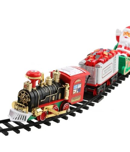 Battery Operated Musical Light Slot Track Rail Train Set Toy Car Railway Christmas Plastic Train Toy With Track Set Electric