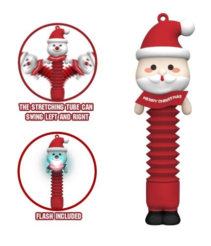 200mm LED Light UP Christmas POP Tube Child Plastic Telescopic Swing Shaking Sensory Stress Relief Fidget Toy