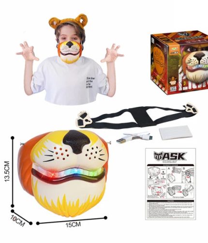 Chenghai SamToyCn Voice Changer Lion Mask Kids Mouth Interaction Plastic Headgear Party Masks Toy with Light and USB