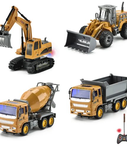 Children Plastic Classic Toy Multifunction 5CH RC Excavator Friction Truck Engineering Toy for Kids with Accessories