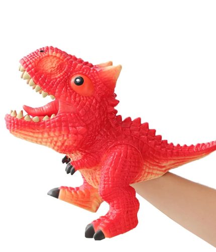 Custom Role Play Game Battery Operate Pretend Play Big Cute Rubber Human Stretchy Hand Dinosaur Puppet with Sound for Children