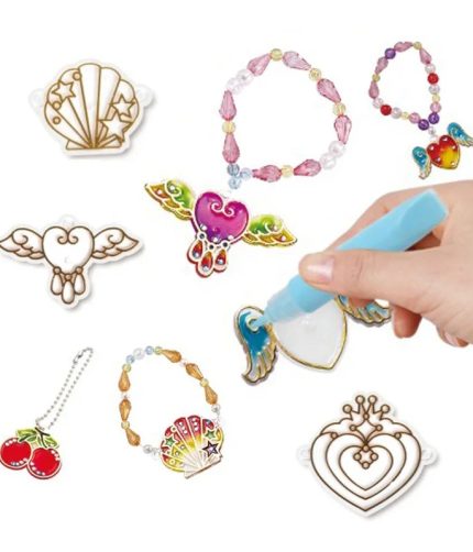 DIY Keychain Kids Art Craft Creative Free Gel Rainbow Horse Model Coloring Toys Diamond No Baking Glue Painting with Jewelry