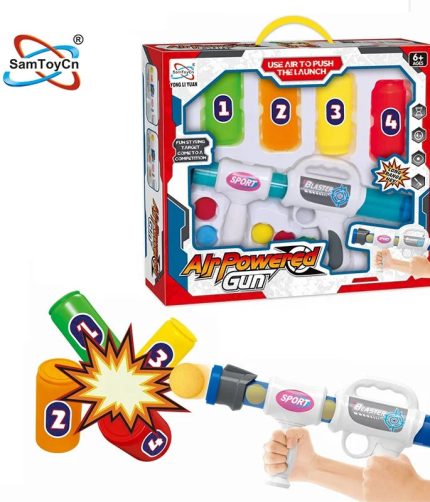 Double Handle Toy Air Powered Gun Air Soft Gun with Bottle and EVA Ball