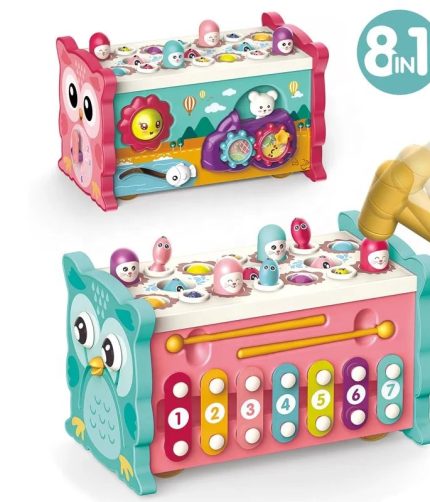 Education Montessori Toddler 8 in 1  Plastic Learning Toy Kids Baby Activity Cube With Music and Light