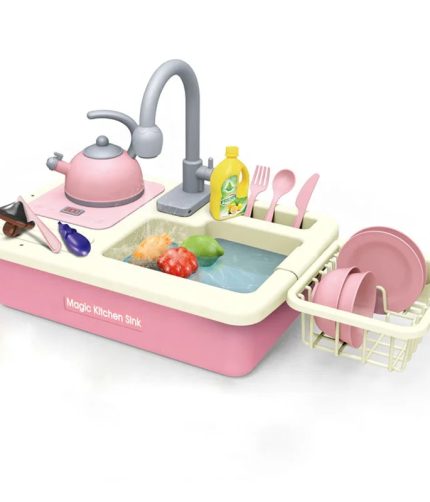 Electric Cocina De Juguete Pretend Play Wash Up Kitchen Sink Toy With Water Tap