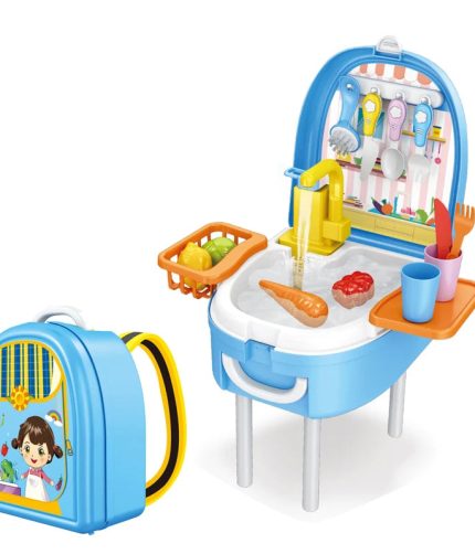 Electric Dishwasher 2 in 1 Pretend Water Tap Washing Play Backpack Kitchen Toy Sink for Children