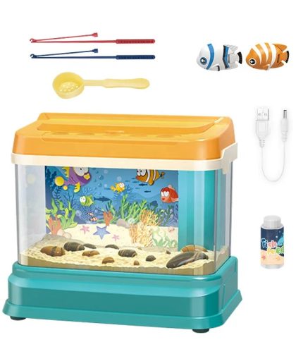 Electric Fun Color Light Aquarium Water Circulation System Fish Tank Kids Children Magnetic Fishing Toy with Music IC