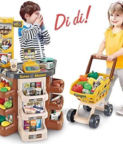 Electric Scanner POS Machine Supermarket Toy Combination Set Shipping Cart
