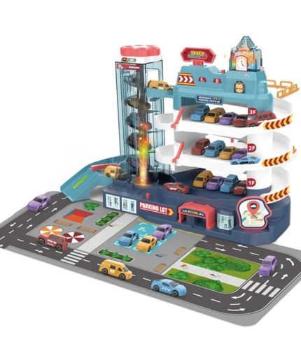 Electric Winding Stair Vehicles Stopping Place 3 Storey Car Track Building City Parking Lot Toys for Kids