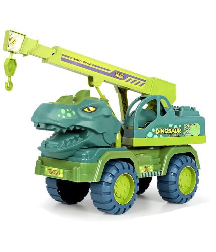 Free Wheel Push and Go Crane Dinosaur Engineering Truck Construction Vehicle Friction Toys for Boys Christmas Gift