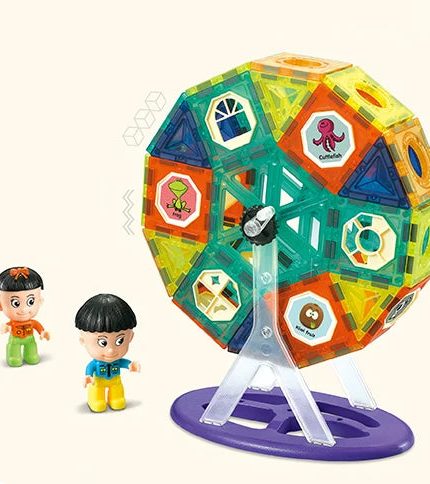 Hot Toy 71PCS STEM Kids Educational Ferris Wheel Model DIY Magnetic Building Block For Kids 3+ Years Old