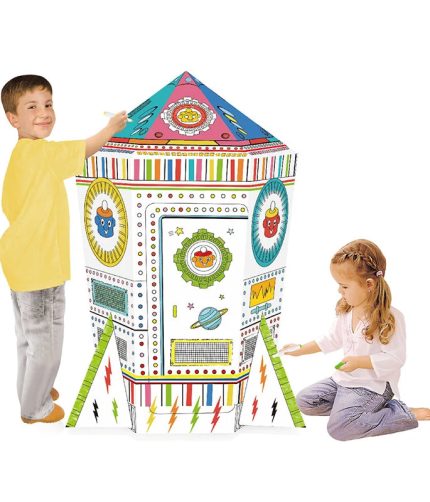 Kids Big Rocket 3D Doodle Panting Drawing Toy DIY Kit With Light Music Box