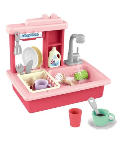 Kids Dishwasher Play Faucet Water Out Color Changing Kitchen Sink Toy for Kids Pretend Play