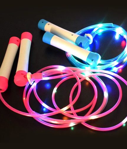 Kids Outdoor Indoor Sports Blue Pink Length Adjustable Luminous Rope Skipping Glowing Jump Ropes for Child and Adult Workout