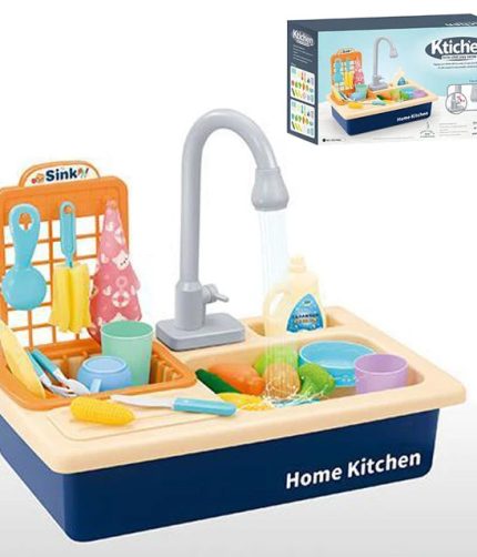 Kids Pretend Play Battery Operated Wash Up Kitchen Sink Toy With Water Tap