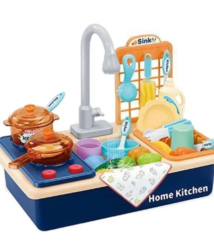 Kids Pretend Play Battery Operated Water Function Wash Up Kitchen Sink Toy With Water Tap