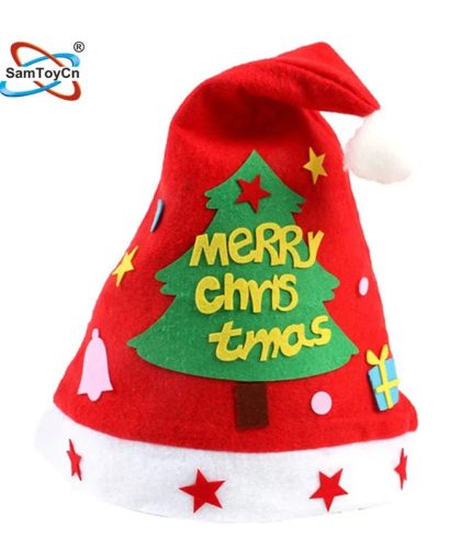 Merry Christmas Environmental Non Woven Cloth DIY Design Christmas Hat