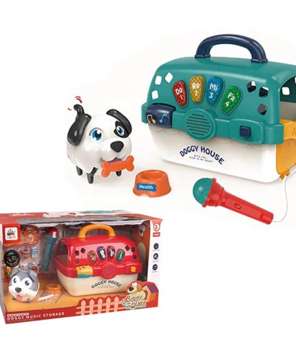 Multi Function Funny Interactive Toy Storage Box Microphone Sound Control Induction Dog Musical Toy with Accessories for Kids