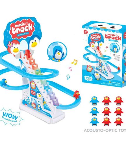 Other Preschool Educational Electric Small Penguin Race Climbing Stairs Auto Slide Slot Track Railway Roller Coaster Toy for Kid