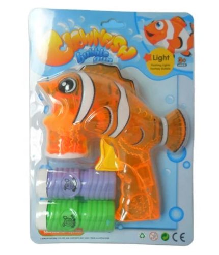Portable Electric Automatic Plastic Baby Soap Water Toy Set Transparent Fish Bubble Machine Gun for Children Kids with LED Light