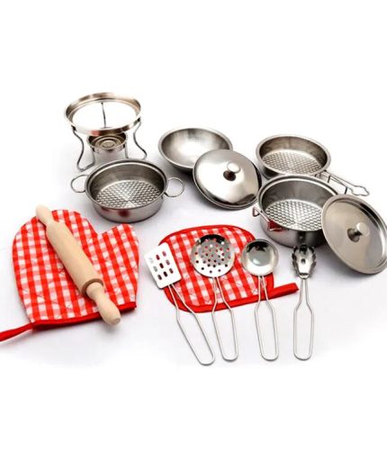 Pretend Play Tableware Stainless Steel Kitchen Set Toy For Kids
