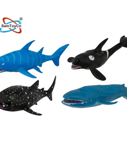 Sahntou 4 In 1 Pack Simulated Sea Animal Shark Whale Ocean Toys For Kid