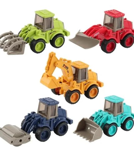 Samtoy 10pcs Mini Colorful Excavator Tipper Friction Toy Vehicle Inertia Car Series Construction Engineering Vehicle For kids