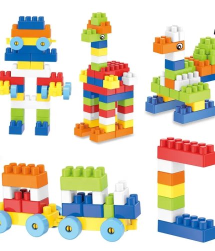 Samtoy 130PCS DIY Plastic Educational Assembly Particles Blocks Sets Blocks Toys Compatible Creative DIY Brick for Gift Toys