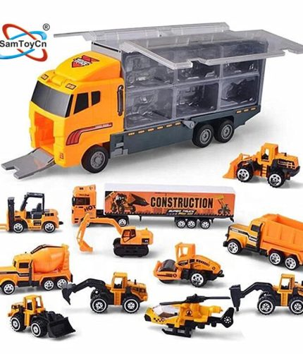 13PCS Die Cast Trailer Transport Carrier Diecast Model Car Truck Friction Toy Vehicle for Kids