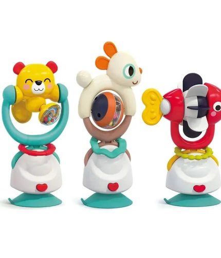 Samtoy 2 In 1 Multifunctional Cute Shaking Suction Cup Tray Toy Baby Silicone Teething Rattles Toys for Newborn