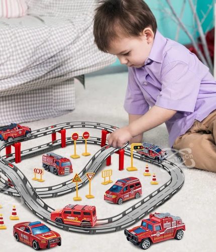 24PCS 1:64 Die Cast Metal Model Car Slot Race Cars Toys Fire Truck Toy Race Track for Kids