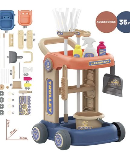 35pcs DIY Cute Sanitary Ware House Keeping Hand Carts Trolleys Role Play Pretend Play Kids Cleaning Toy Set