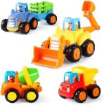 Samtoy 4 styles Early Education Inertia Engineering Vehicles Mini Truck Toy Kids Car Friction Toy Vehicle for Children Gifts