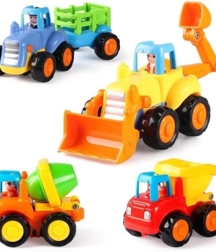 Samtoy 4 styles Early Education Inertia Engineering Vehicles Mini Truck Toy Kids Car Friction Toy Vehicle for Children Gifts