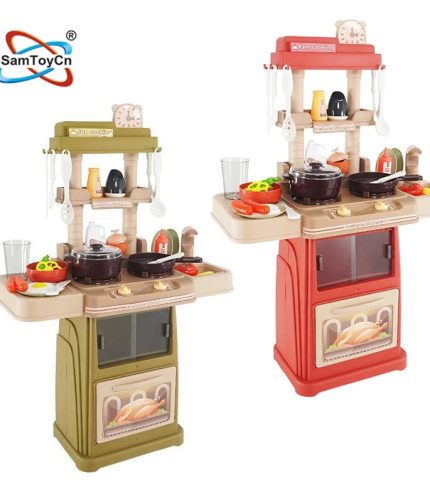 47PCS Pink Children Pretend Play Toys Plastic Spray Water Modern Cooking Toy Kitchen Set for Girls Kids